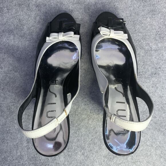Unisa Womens Black And White Peep Toe Heels With Bows, 4” Heel, Size 7.5 - Picture 3 of 9